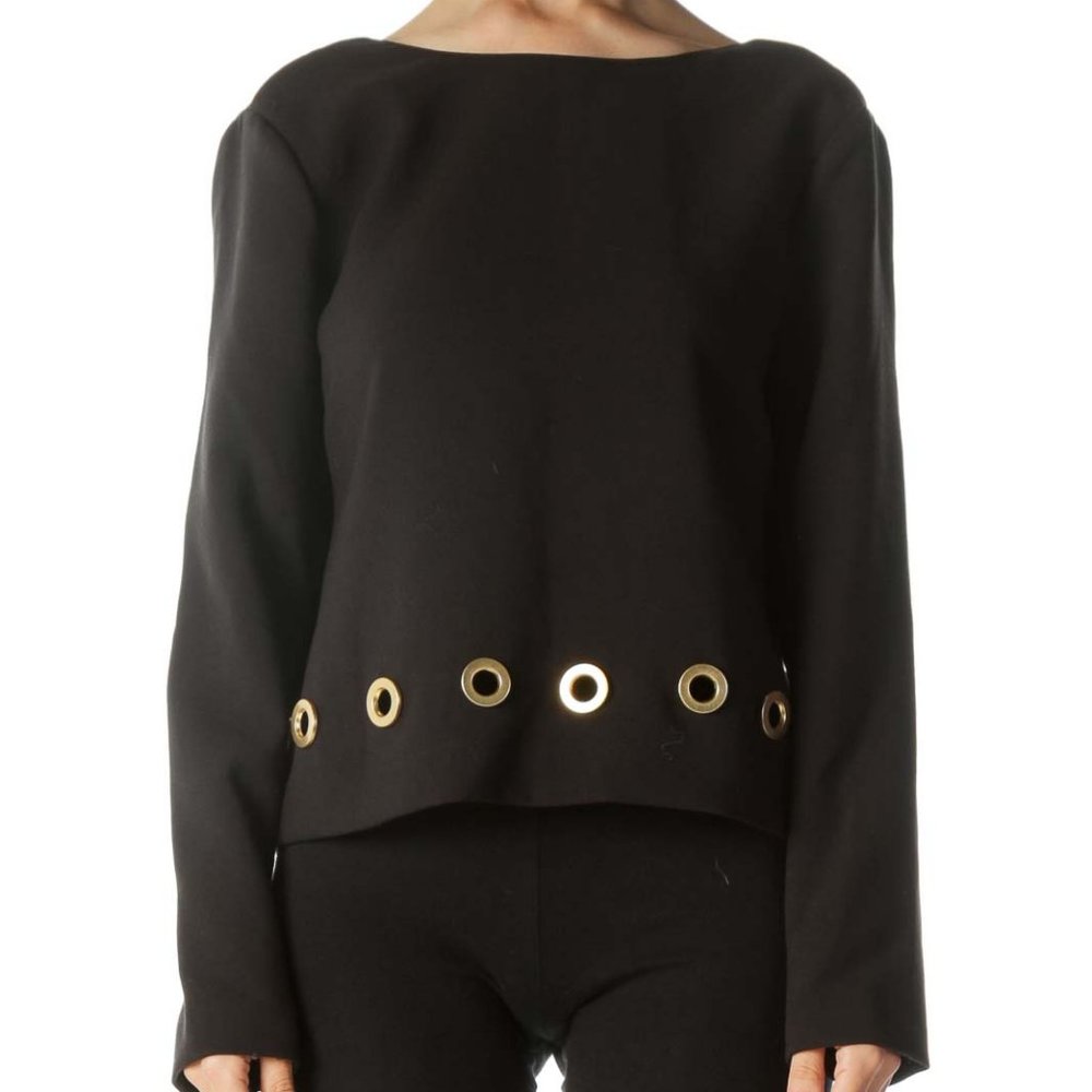 Rachel Zoe Black Top w/ Gold Hardware - Size 8 - NWT